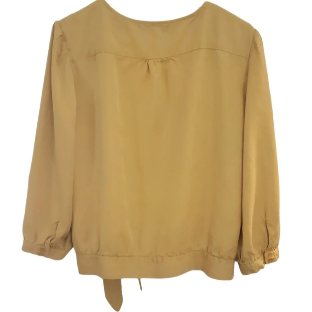 Velvet Heart Mustard Gold Wrap 3/4 Sleeve Top - Picture 2 of 6
